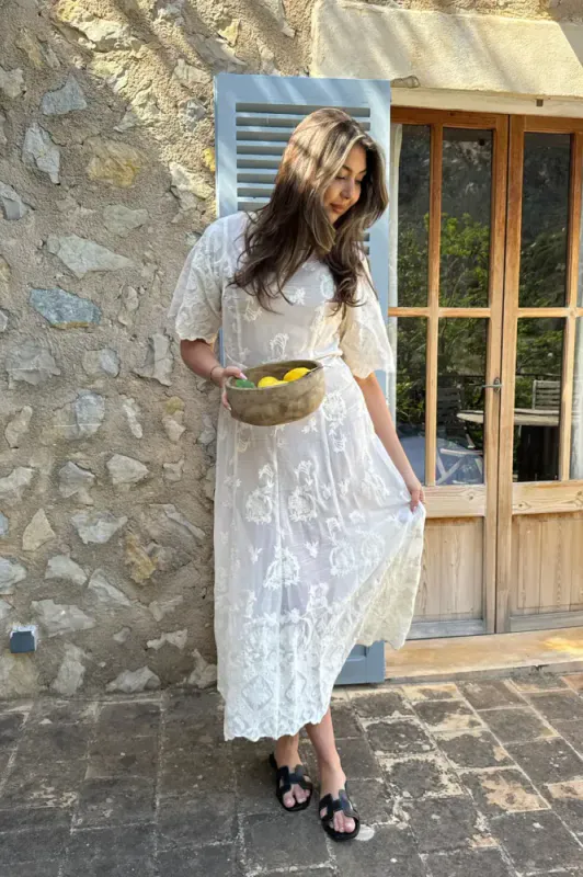 ELINOR DRESS  WHITE